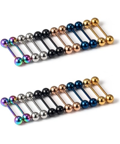 24pc 14G 16G Mixed color surgical Stainless Steel Straight Barbell Tongue Rings Bars Piercing 5/8" Length 16mm 9/16 inch 14mm...