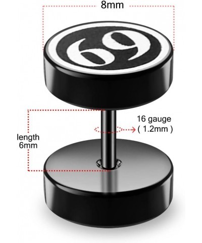 69 Embossed Laser Cut Black 316L Surgical Steel Fake Plug - Sold by Piece $10.15 Body Jewelry