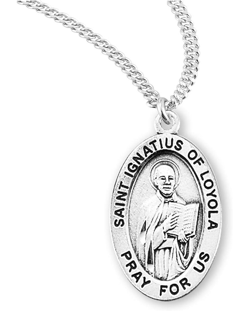 Sterling Silver Oval Patron Saint Medal St. Ignatius of Loyola $23.01 Necklaces