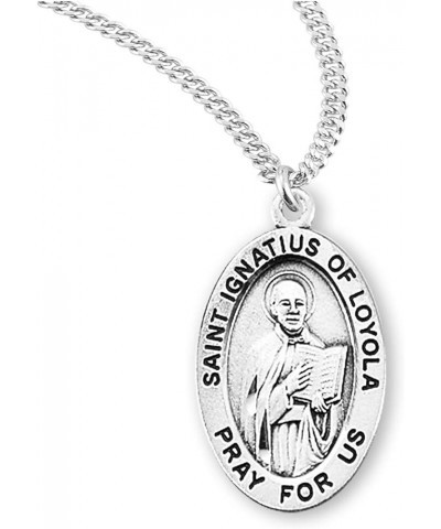 Sterling Silver Oval Patron Saint Medal St. Ignatius of Loyola $23.01 Necklaces