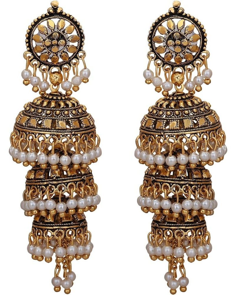 Bollywood Traditional Ethnic Pearl Jhumka Jhumki Indian Earrings for Women and Girls Style1 $8.47 Earrings