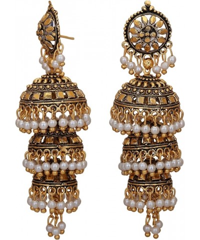 Bollywood Traditional Ethnic Pearl Jhumka Jhumki Indian Earrings for Women and Girls Style1 $8.47 Earrings