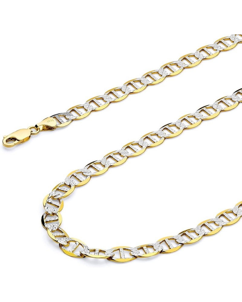 14K Solid Gold Flat Mariner Chains (Select Options) 24 Inches White And Yellow Gold $517.50 Necklaces