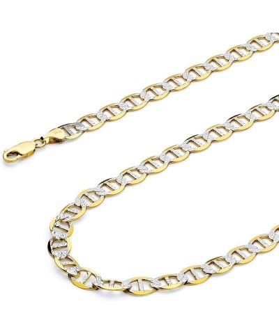 14K Solid Gold Flat Mariner Chains (Select Options) 24 Inches White And Yellow Gold $517.50 Necklaces