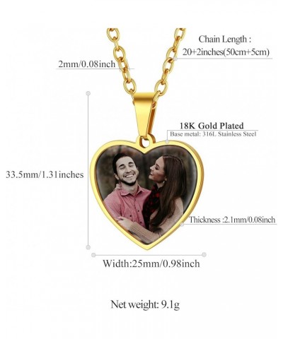 Customized Heart Photo Necklace Plain/Bling CZ/Rose/Angel Wings/Rotatable 2-Side Picture Pendant Stainless Steel/Gold Plated/...