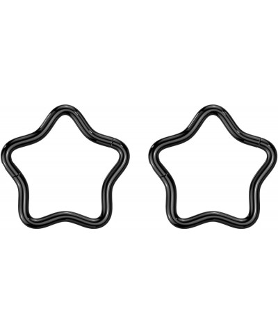 2PCS 316L Surgical Steel PVD Plated 18G Star Hinged Segment Ring Hoop For Women 8mm 10mm Septum Clicker Nose Rings Lip Cartil...