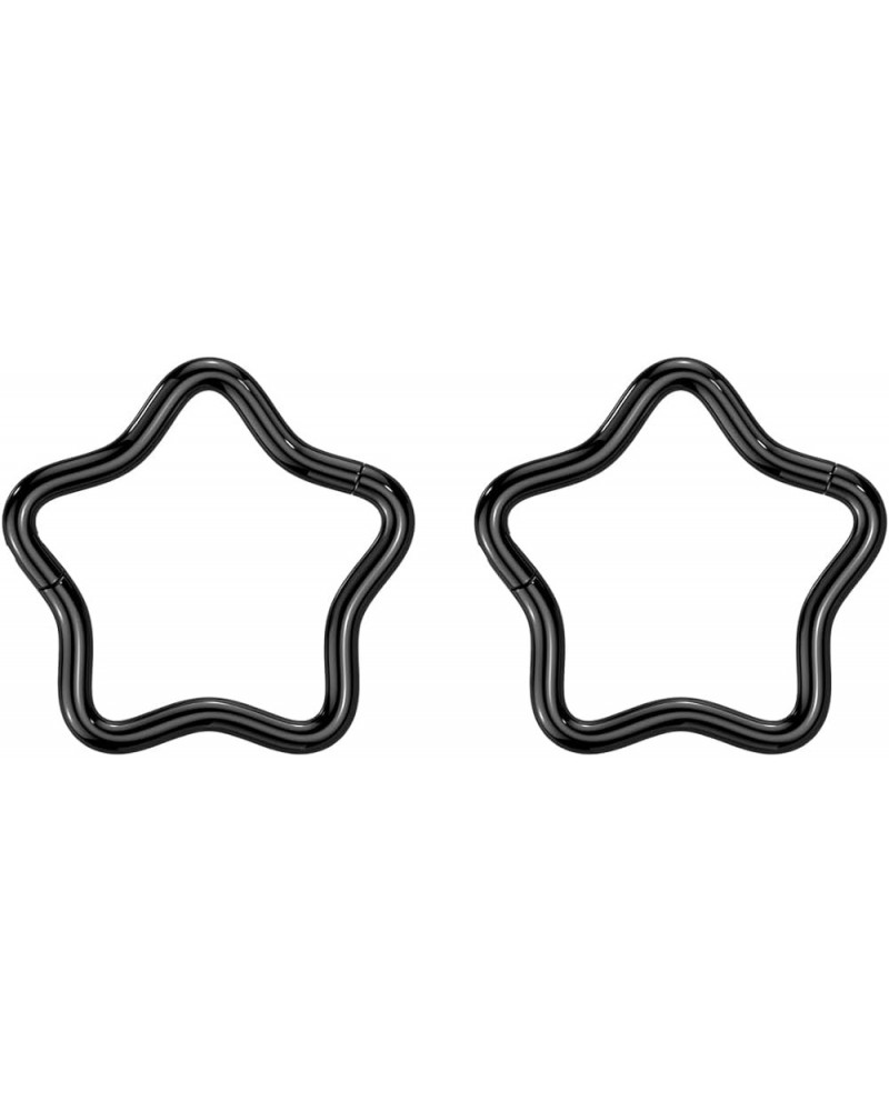 2PCS 316L Surgical Steel PVD Plated 18G Star Hinged Segment Ring Hoop For Women 8mm 10mm Septum Clicker Nose Rings Lip Cartil...