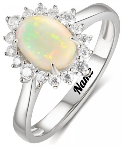 10K 14K 18K Gold Opal Rings for Women Engrave Name Size 4 to 12 Anniversary Birthday Jewelry Gifts for Her 3-Style $68.80 Rings