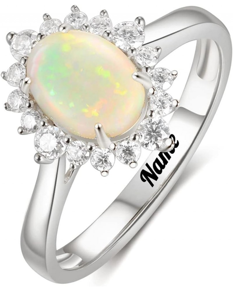 10K 14K 18K Gold Opal Rings for Women Engrave Name Size 4 to 12 Anniversary Birthday Jewelry Gifts for Her 3-Style $68.80 Rings