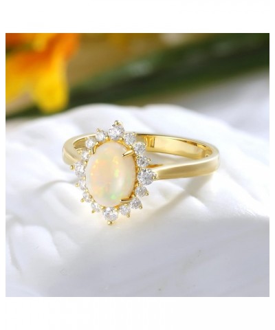 10K 14K 18K Gold Opal Rings for Women Engrave Name Size 4 to 12 Anniversary Birthday Jewelry Gifts for Her 3-Style $68.80 Rings