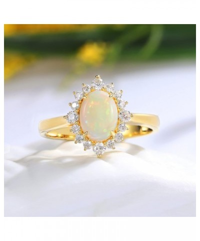 10K 14K 18K Gold Opal Rings for Women Engrave Name Size 4 to 12 Anniversary Birthday Jewelry Gifts for Her 3-Style $68.80 Rings