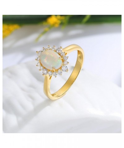 10K 14K 18K Gold Opal Rings for Women Engrave Name Size 4 to 12 Anniversary Birthday Jewelry Gifts for Her 3-Style $68.80 Rings