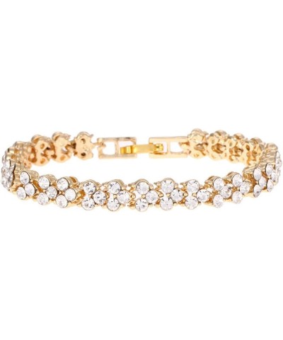 Elegant Crystal Bracelet Roman Style Rhinestone Hollow Bracelet Birthday Gifts for Women Girls Gold $5.50 Bracelets