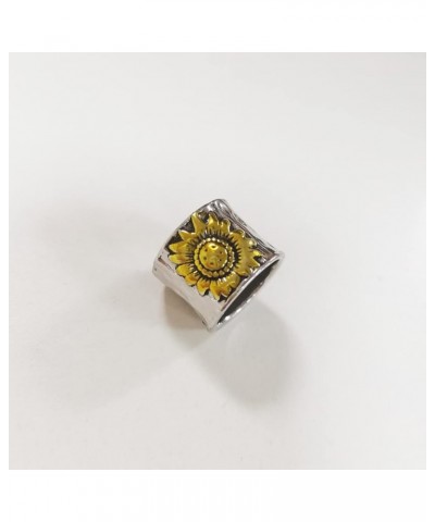 Vintage Sunflower Ring for Women and Men Natural Plant Daisy Sunflower Spinner Rings Boho Wide Chunky Fidget Band Ring Hope G...