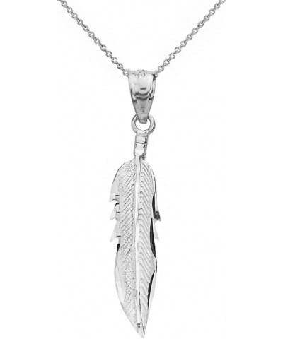 Bohemia Leaf Feather Pendant Necklace 22" Chain + 14k White-Gold $24.37 Necklaces