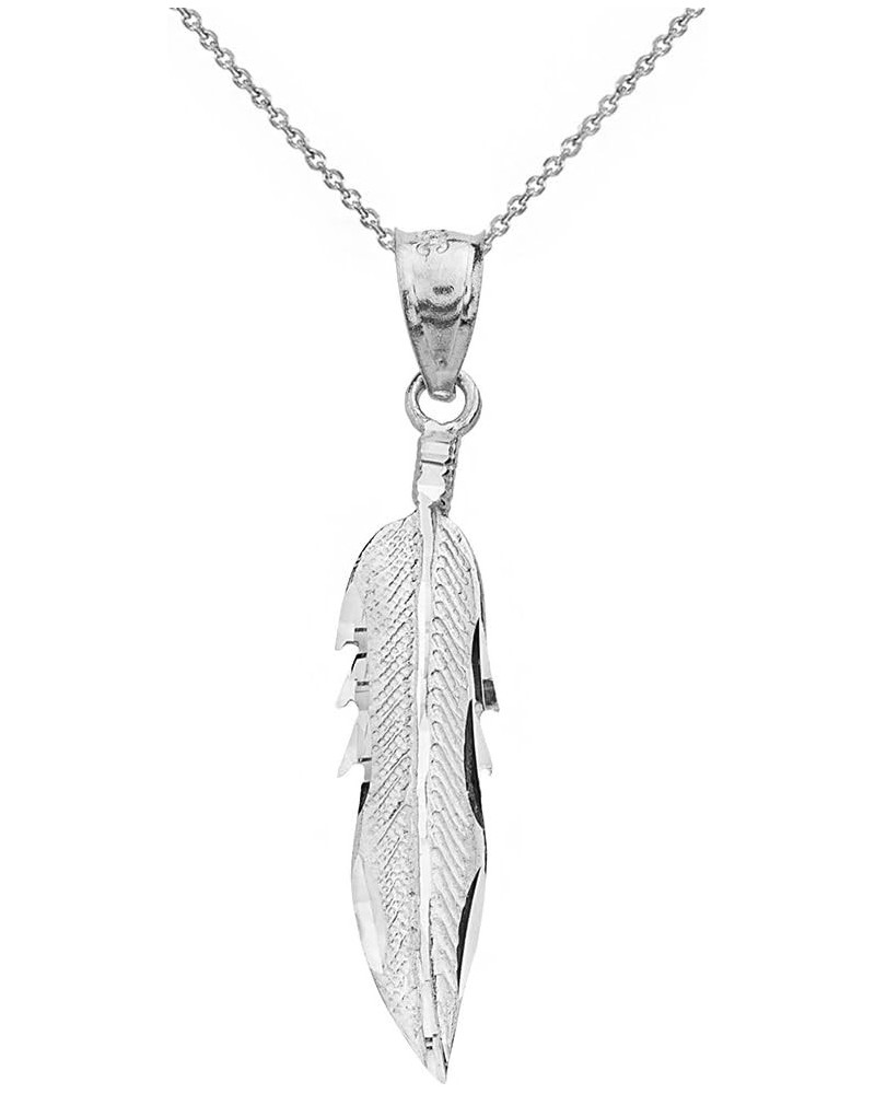 Bohemia Leaf Feather Pendant Necklace 22" Chain + 14k White-Gold $24.37 Necklaces