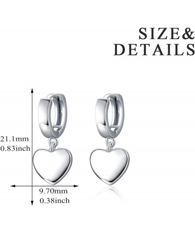 Sterling Silver Black Hanging Cross/Lightning/Heart/triangle Hoop Earrings for Men Women C-Silver heart earrings $15.11 Earrings