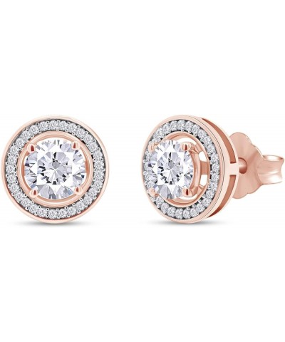 Moissanite Stud Earrings, 1ct Ideal Cut Lab Created Diamond 18K Gold Plated 925 Sterling Silver Earrings for Women rose-gold-...