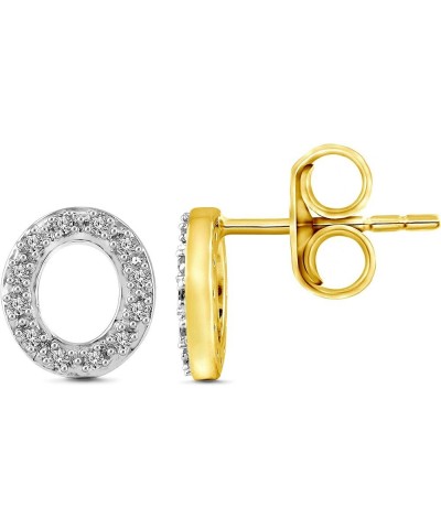 Alphabet 1/10 Cttw Diamond Initial Stud Earrings in Yellow Gold Plated 925 Sterling Silver Color H-I/Clarity I1-I2 O $27.35 E...