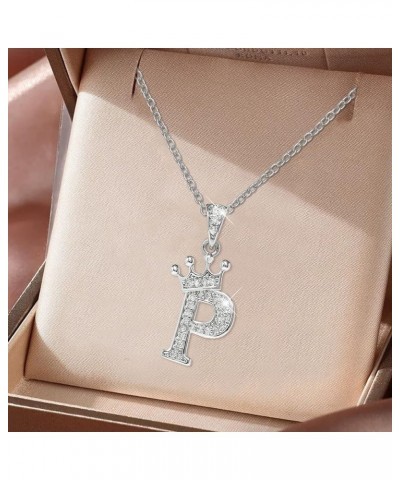 Y- Pendant Necklace Choker Necklaces for Women Crown 26 English Letters Full Diamond Pendant Necklace For Women P $5.46 Neckl...