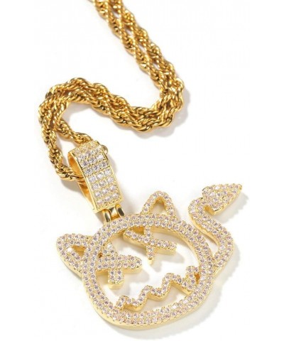 Hip Hop Chain Fully Iced Out Lab Diamond Cartoon Demon Pendent Necklace for Men Women gold $20.99 Necklaces