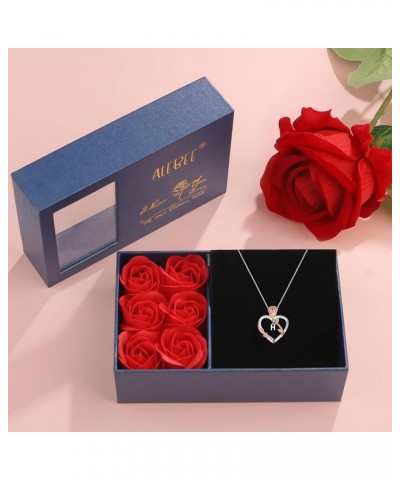 Initial Necklace Rose Heart Necklace Gifts for Women S925 Sterling Silver Initial Pendant Necklace 26 Alphabet Charm Necklace...