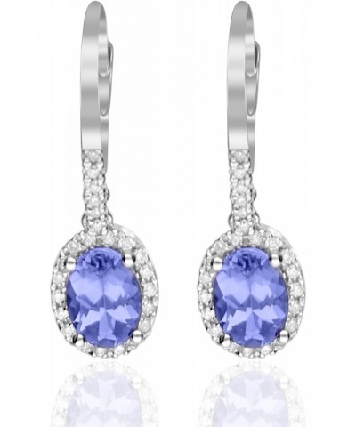 14k White Gold Genuine Tanzanite Diamond (SI1) Drop Earring for Women $225.20 Earrings