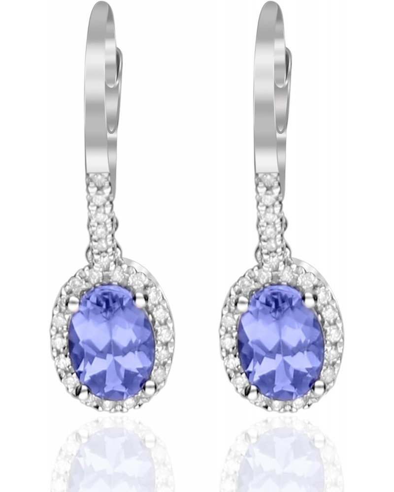 14k White Gold Genuine Tanzanite Diamond (SI1) Drop Earring for Women $225.20 Earrings