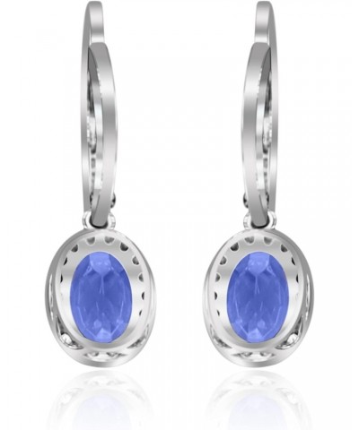 14k White Gold Genuine Tanzanite Diamond (SI1) Drop Earring for Women $225.20 Earrings