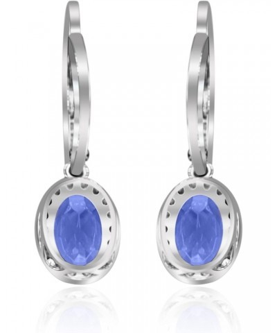 14k White Gold Genuine Tanzanite Diamond (SI1) Drop Earring for Women $225.20 Earrings