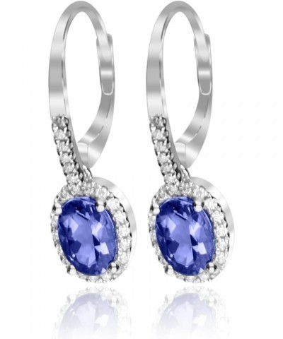 14k White Gold Genuine Tanzanite Diamond (SI1) Drop Earring for Women $225.20 Earrings