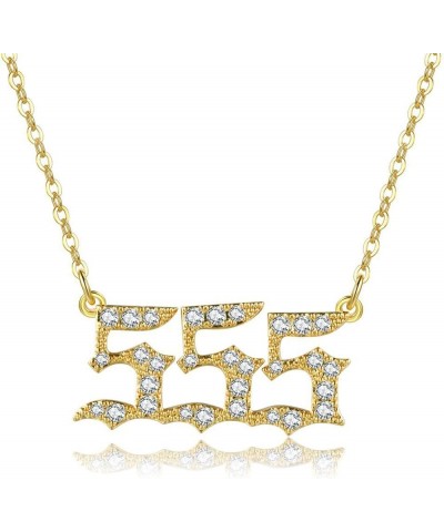 Angel Number Necklace Gold Plated Cubic Zirconia 111 222 333 444 555 666 777 888 999 Necklace Numerology Jewelry Gold555 $11....