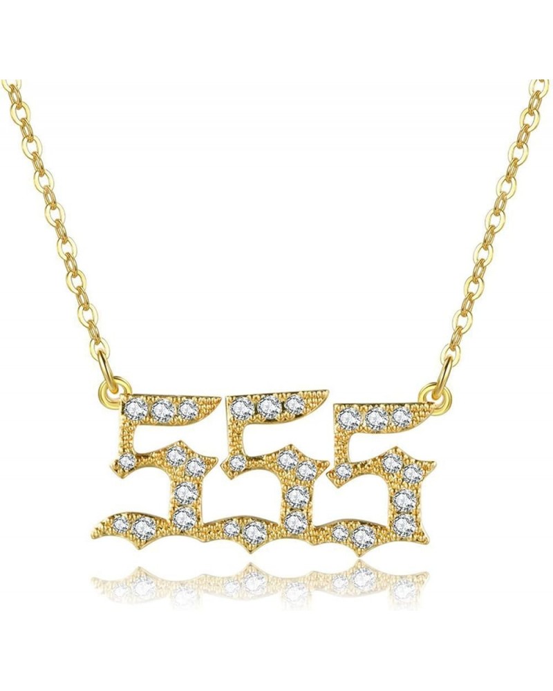 Angel Number Necklace Gold Plated Cubic Zirconia 111 222 333 444 555 666 777 888 999 Necklace Numerology Jewelry Gold555 $11....