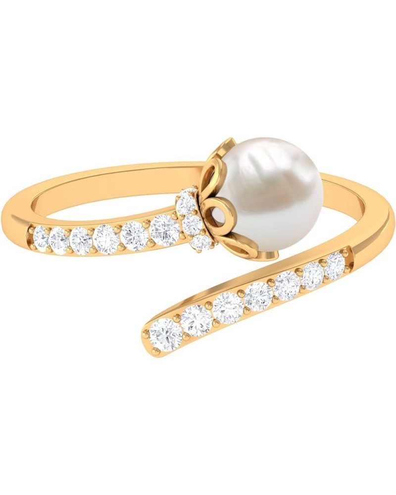 Freshwater Pearl Cocktail Ring, Freshwater Pearl Cocktail Wrap Ring, Pearl Wrap Ring with Diamond 10K Yellow Gold $249.48 Rings