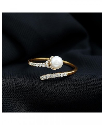 Freshwater Pearl Cocktail Ring, Freshwater Pearl Cocktail Wrap Ring, Pearl Wrap Ring with Diamond 10K Yellow Gold $249.48 Rings