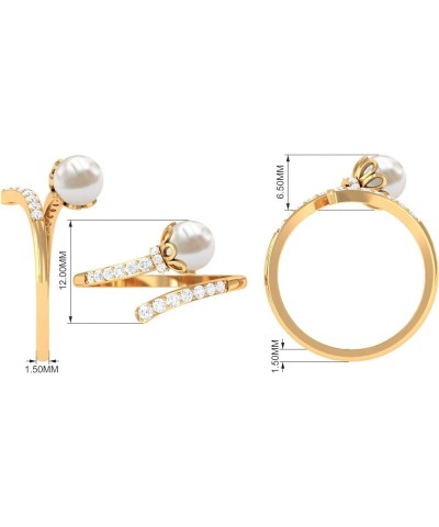 Freshwater Pearl Cocktail Ring, Freshwater Pearl Cocktail Wrap Ring, Pearl Wrap Ring with Diamond 10K Yellow Gold $249.48 Rings