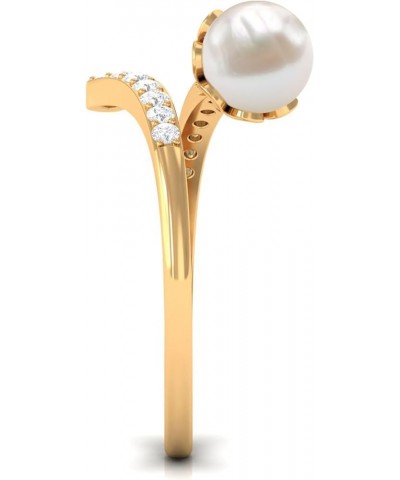 Freshwater Pearl Cocktail Ring, Freshwater Pearl Cocktail Wrap Ring, Pearl Wrap Ring with Diamond 10K Yellow Gold $249.48 Rings