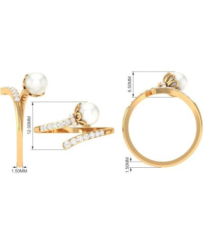 Freshwater Pearl Cocktail Ring, Freshwater Pearl Cocktail Wrap Ring, Pearl Wrap Ring with Diamond 10K Yellow Gold $249.48 Rings