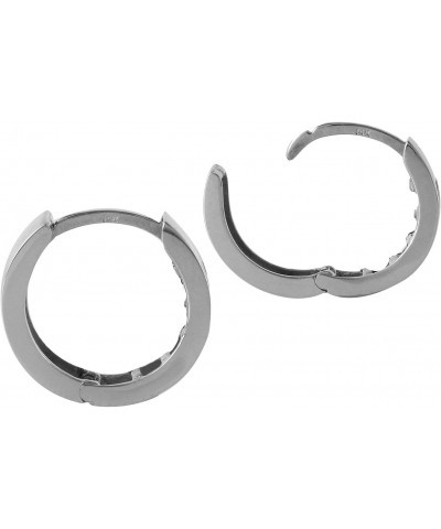 14k White Gold Hoop Huggie Earrings with Natural Emeralds $188.10 Earrings