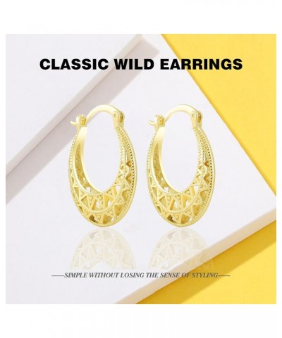 Gold Filigree Earrings for Women | 18K Gold Plated Hollow Out Link Mesh Braided Filigree Hoop Earrings 5 $8.09 Earrings