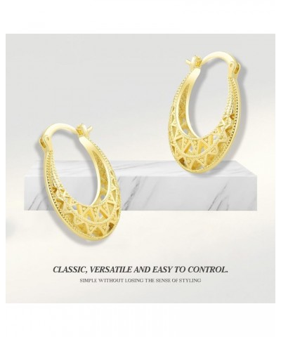 Gold Filigree Earrings for Women | 18K Gold Plated Hollow Out Link Mesh Braided Filigree Hoop Earrings 5 $8.09 Earrings