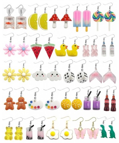 24 Pairs Cute Earrings Weird Earrings Funny Goldfish Earrings Water Bottle Earrings Milk Tea Dangle Earrings for Women a:24 p...