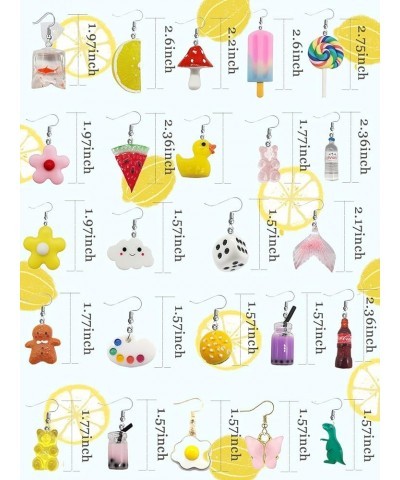 24 Pairs Cute Earrings Weird Earrings Funny Goldfish Earrings Water Bottle Earrings Milk Tea Dangle Earrings for Women a:24 p...