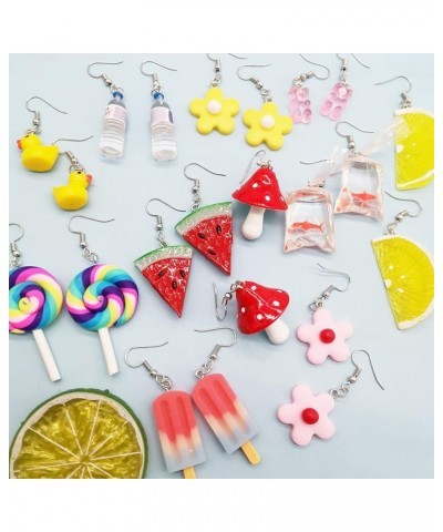 24 Pairs Cute Earrings Weird Earrings Funny Goldfish Earrings Water Bottle Earrings Milk Tea Dangle Earrings for Women a:24 p...