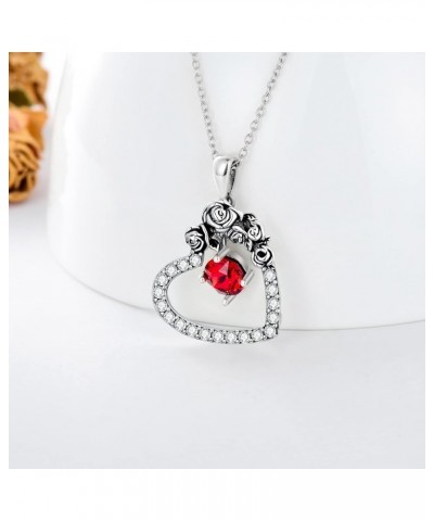 Heart Necklaces for Women 925 Sterling Silver Love Heart Pendant Necklace with Austrian Crystal, Christmas Jewelry Gift for H...