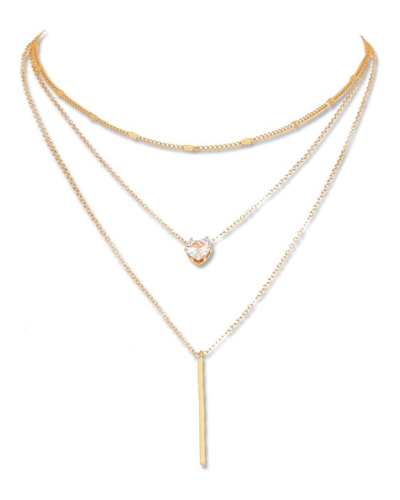 Women's Elegant Gold Layered Necklace Fashionable Choke Loop Long Necklace Layered Jewelry Necklace Layered gold-8 $8.99 Neck...