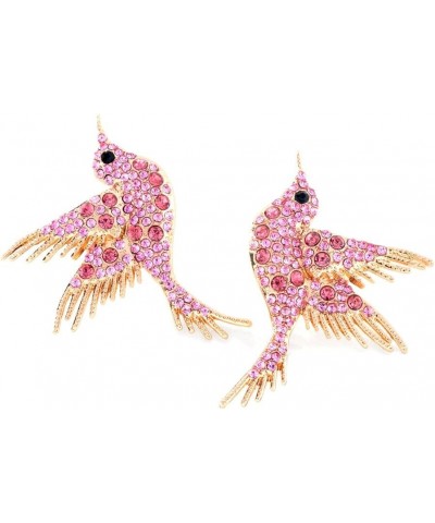 Summer Zinc Alloy Animal Style Rhinestone Hummingbird Women Stud Earrings Purple $5.71 Earrings