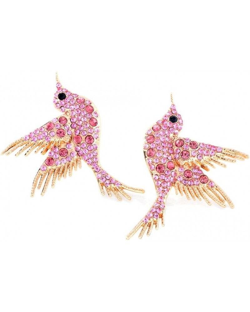 Summer Zinc Alloy Animal Style Rhinestone Hummingbird Women Stud Earrings Purple $5.71 Earrings