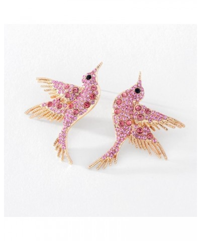 Summer Zinc Alloy Animal Style Rhinestone Hummingbird Women Stud Earrings Purple $5.71 Earrings