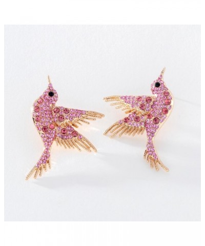 Summer Zinc Alloy Animal Style Rhinestone Hummingbird Women Stud Earrings Purple $5.71 Earrings